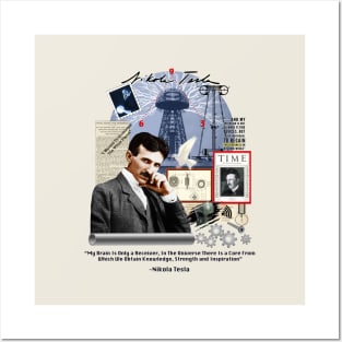 Nikola Tesla Collage LT Posters and Art